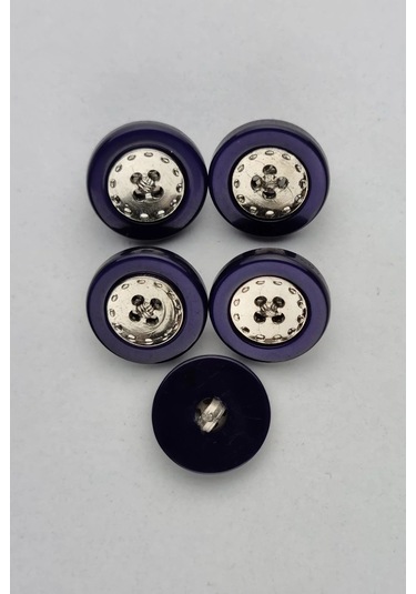 Küçük Ortası Metal Akrilik Lacivert Kaban Çeket Hırka Yelek Düğmesi 5 Adet