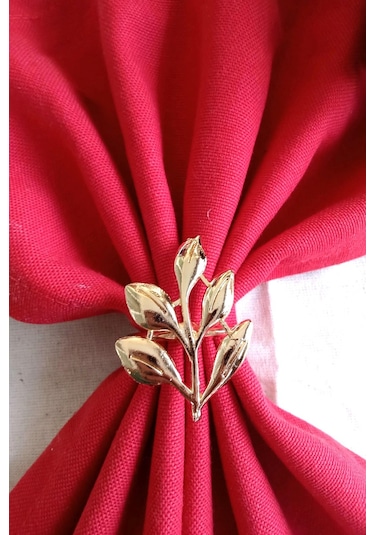 6 Adet Gold Sarmaşık Metal Peçete Halkası - Napkin Ring - Table D