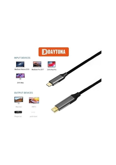Daytona K-02 Type-C=Mini Dp Adaptör Çevirici 4K Görüntü Aktarim