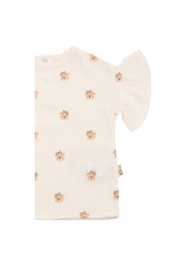 Ayıcık Baskılı Fırfırlı Şortlu Takım Yeşil Bipamuk 001