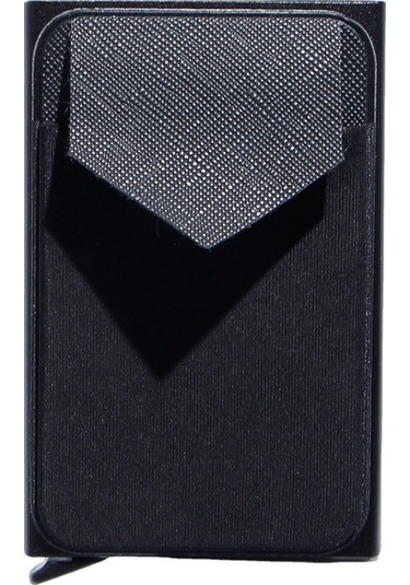 Linjinxu Lycra Kumaşlı Pop Up Metal Kart Tutucu Rfıd Alüminyum Alaşımlı Kredi Kartı Kutusu Siyah Diğer Diğer