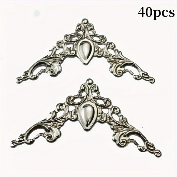 Globalbloom 40 Adet Metal Köşe Braketi, Gümüş Renk, Dekoratif Mobilya Koruması