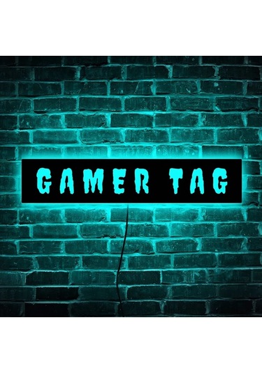 Willowhaven 1 Adet Özelleştirilebilir Oyuncu İsimli Ahşap Usb Led Renk Değiştiren Gece Lambası 11.81x2.36 Inch Duvar Tipi Oyun Temalı Ahşap