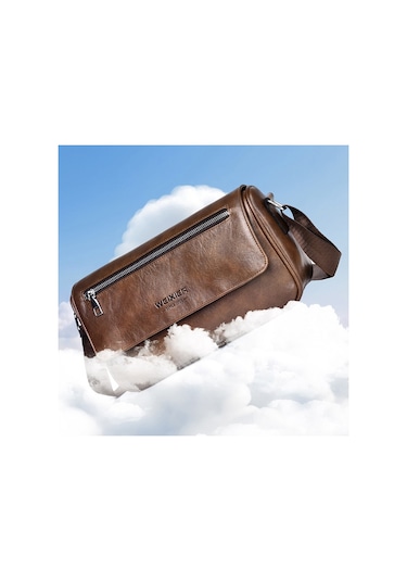 Sones Weıxıer D514 Erkek Çapraz Askılı Su Geçirmez Tek Omuz Çantası Büyük Kapasiteli Yolcu Haberci Sırt Çantası Kahverengi