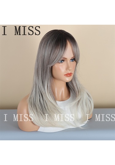 Siyah Degradeli Ve Sekiz Rakamı Şeklinde Perçemli Doğal Sentetik Peruk