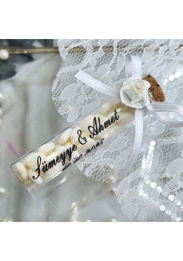 Kalp Şekerli Tüp Şişe Söz Nişan Nikah Hediyelik 30 Adet