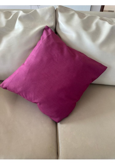 Keten 43x43 Kırlent Kılıfı 2'liı Fermuarlı Evtex Mürdüm