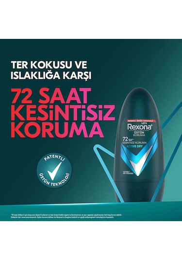 Rexona Active Dry 72H Erkek Roll-On Deodorant 2 x 50 ML