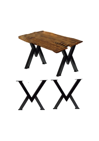 Sehpa Ayağı Masif Ahşap Kütük Orta Sehpa Ayakları Metal Ayak