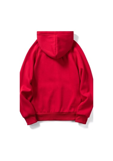 Modagen Unisex Kırmızı Sol Göğüs Gül Detaylı Oversize Sweatshirt Kkırmızı