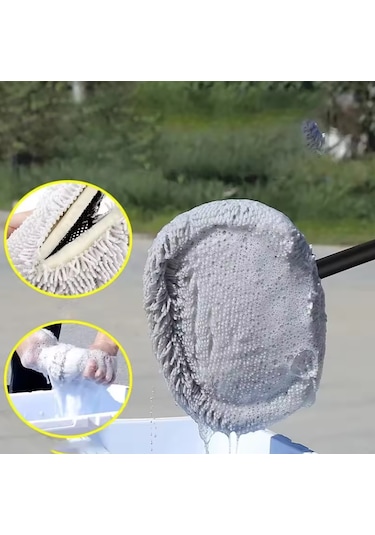 Ayarlanabilir ve Döner Başlıklı Teleskopik Saplı Araba Yıkama Fırçası