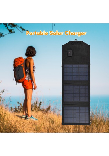 Hfambition 10.5w Çok Kristal Silikon Güneş Paneli, Usb Çıkışlı, 3 Katlı, Taşınabilir Güneş Şarj Cihazı 2a, 5v