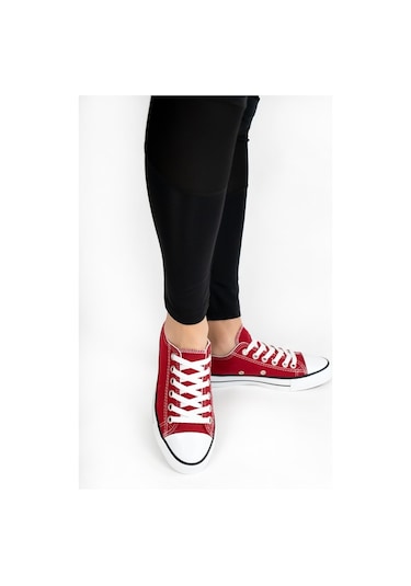 Unisex Bordo Keten Spor Ayakkabı Bordo