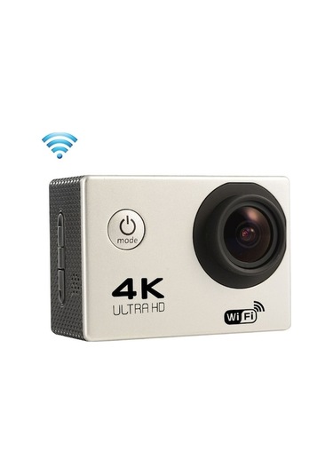 F60 2.0 İnç Ekran 170 Derece Geniş Açılı Wifi Sport Action Camera Kamera Kamerası, Su Geçirmez Konut Kılıfı, Destek 64gb Mikro Sd Kartı Gümüş Gümüş