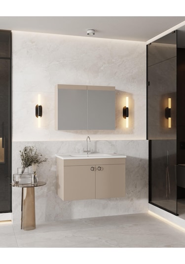Karen Banyo Dafne 85 Cm, Mdf Lavabolu Banyo Dolabı Seti, Mdf, Lavabo Dahil Dafne