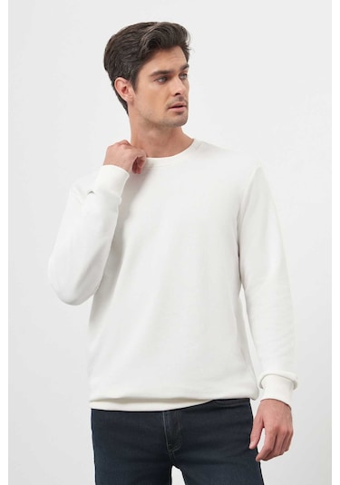 Morven Erkek Beyaz Basic Bisiklet Yaka Sweat-shirt 25ks063005600 Beyaz Beyaz