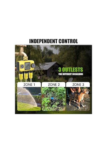 Insoma 3 Çıkışlı Otomatik Su Zamanlayıcı Bahçe Sulama Sulama Sistemi Bağımsız Nh Thread