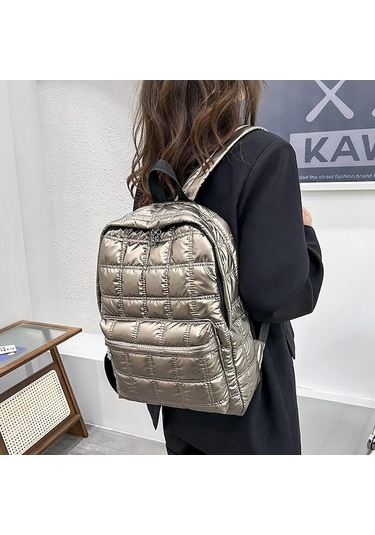 Dancemonkey Uzay Ultra Siyah Sırt Sırt Okul Kızlar Kış Kapitone Kadınlar Kadın Kadın Için Hafif Genç Ekose Çantası Çantaları Çanta Aşağı Vs Siyah