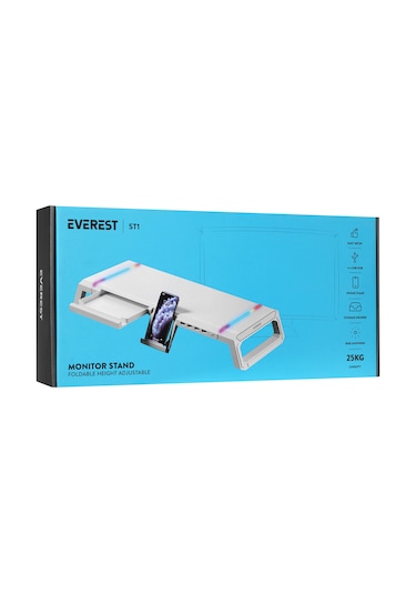 Everest ST1 4 USB Hub RGB Işıklı Katlanabilir Monitör Yükseltici Stand