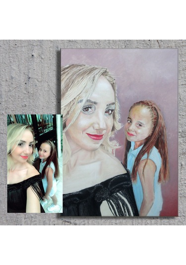 Kişiye Özel Fotoğraftan El Yapımı Yağlıboya Portre Tablo