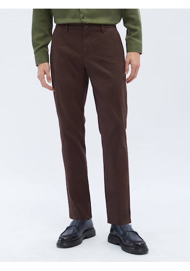 Koyu Kahve Dokuma Regular Fit Casual Pamuk Karışımlı Pantolon 1062182 Koyu Kahve