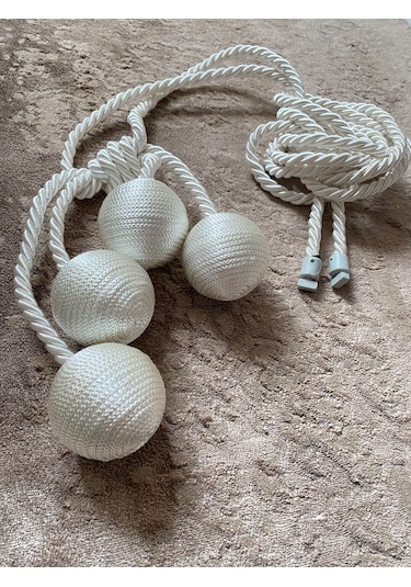 Modern Sarım 4 Toplu Braçol Kornişe Takmatik Ipli Tavan Perde Aksesuarı Krem