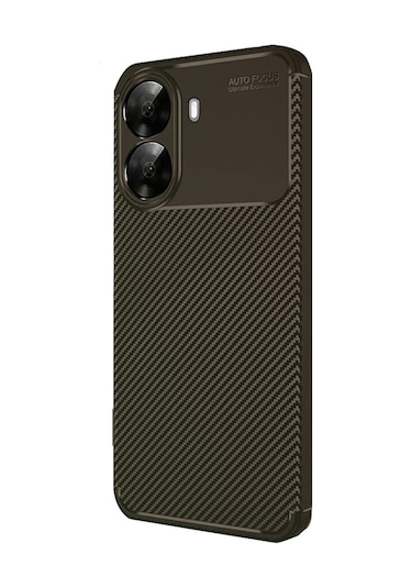 Xiaomi Poco X7 Pro Kılıf Focus Carbon Silikon Kapak Kahverengi