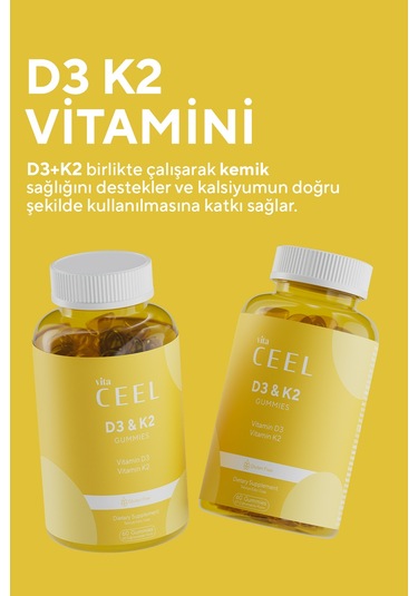 D3 K2 Vitamin Gummy, Portakal Aromalı, 60 Çiğnenebilir Form