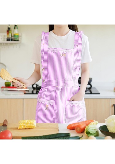 Kadınlar İçin Cepli Komik Önlükler, Mutfak Pişirme Izgara Barbekü C Pembe/çizgili, Diğer