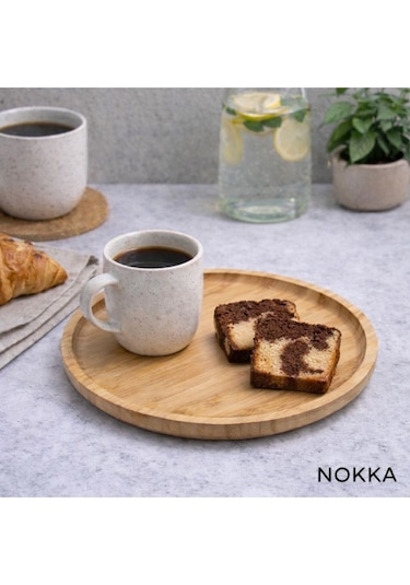 2 Adet Bambu Yuvarlak Servis Tabağı 20x20 Cm Renksiz