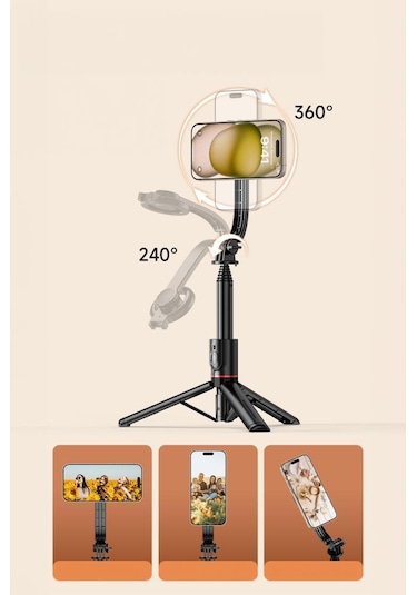 Torima L20 Çok Amaçlı Tripod Kumandalı Selfie Çubuğu Siyah