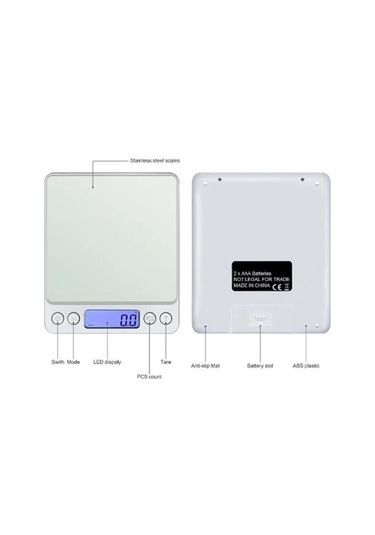 Buffer Dijital Hassas Mutfak Terazisi Hassas Tartı 2000 Gr/01 Gr Hassasiyet Çok Renkli