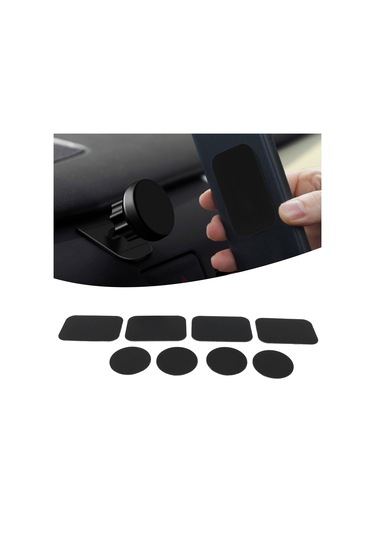 Ximistore9 8 Adet Çelik Metal Levha: Akıllı Telefon, Tablet Ve Gps İçin Manyetik Tutucu, Dürtüye Dayanıklı, Kolay Kurulum 4 Dikdörtgen + 4 Daire