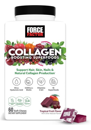 Force Factor Collagen Superfoods Women With Biotin Hyaluronic Acid And Vitamin C For Hair Skin Nails 60 Chews