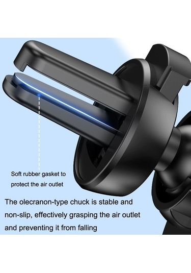 Wondernest 2 Adet Jq006 Yapışkanlı Evrensel Dönen Araç Hava Çıkışı Telefon Tutucu Koyu Siyah Siyah