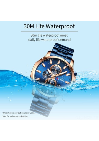 Curren 8348 Kuvars Erkek Kol Saati Paslanmaz Çelik Kayışlı Erkekler İçin Tarih Takvim Göstergesi Üç Alt Kadran İkinci Dakika Mikrosaniye Kronograf Su Geçirmez Parlak İskeletler Çok Renkli