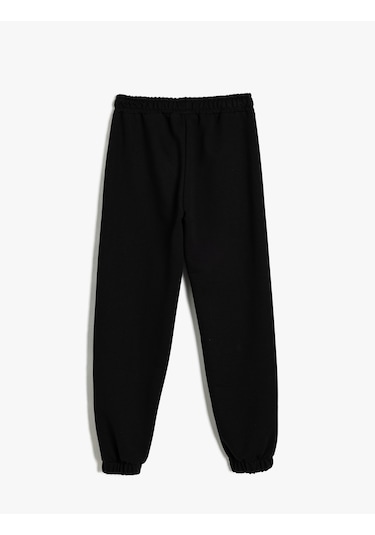 Koton Basic Jogger Eşofman Altı Beli Lastikli Pamuklu Siyah 5wkg40090ak Siyah