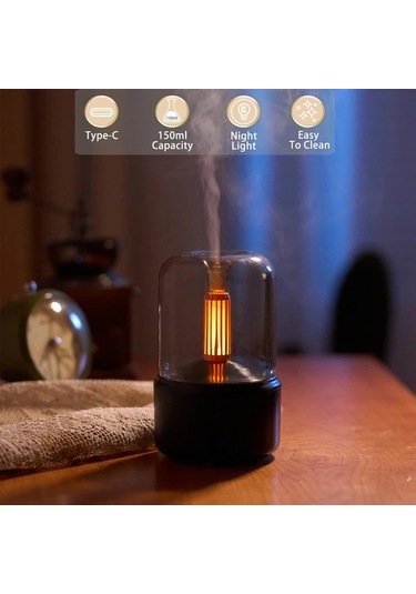 Techbloom Senbowe Taşınabilir Usb Nemlendirici Ve Mum Aromaterapi Black 406oz Sessiz Otomatik Kapanma Kompakt Tasarım