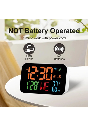 Tuya Wifi Masaüstü Saat Takvimi Akıllı Termometre Higometre Whıte