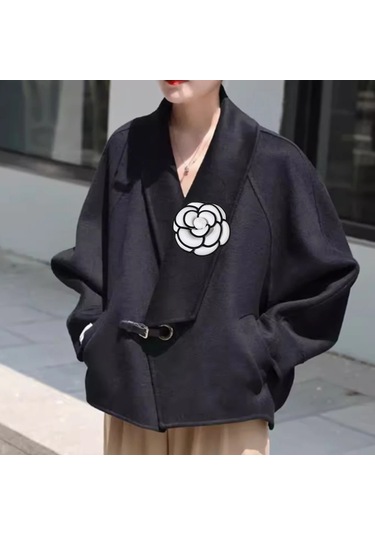 Lüks Siyah Beyaz Kumaş Kamelya Çiçek Broşu Kadın Büyük Gül New Red 7cm Kırmızı Çok Renkli