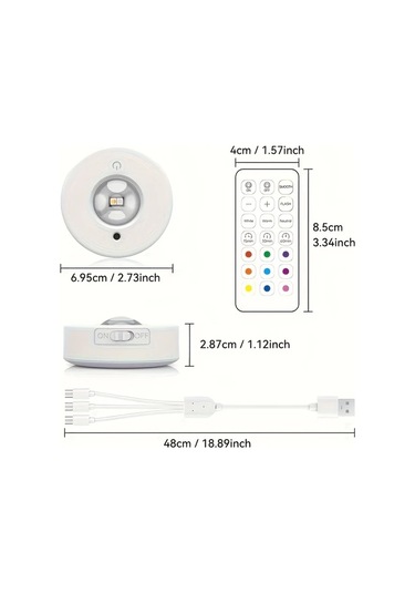 Willowhaven 3 Paket Şarj Edilebilir Led Gece Lambası Uzaktan Kumandalı Rgb Ve Sıcak Beyaz Işık, Aydınlatma Ahşap