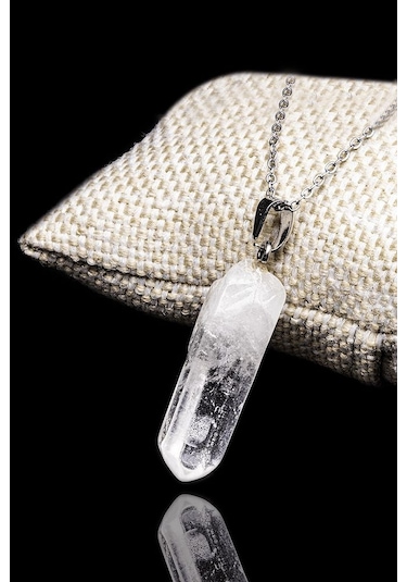 Sertifikalı Ham Işlenmemiş Kristal Kuvars Taşı Kolye Çok Renkli