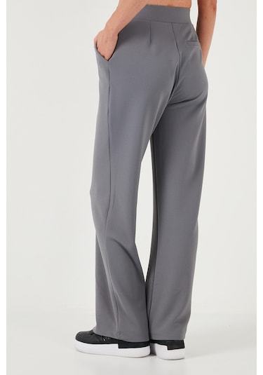 Lela Regular Fit Yüksek Bel Bol Paça Bayan Pantolon 5861279 Gri