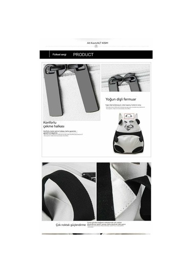 Trendy Erkek Çanta Yaratıcı Kişilik Altın Komik Sırt Çantası Panda Omuz Çantası Jacky Cheung İfadesi