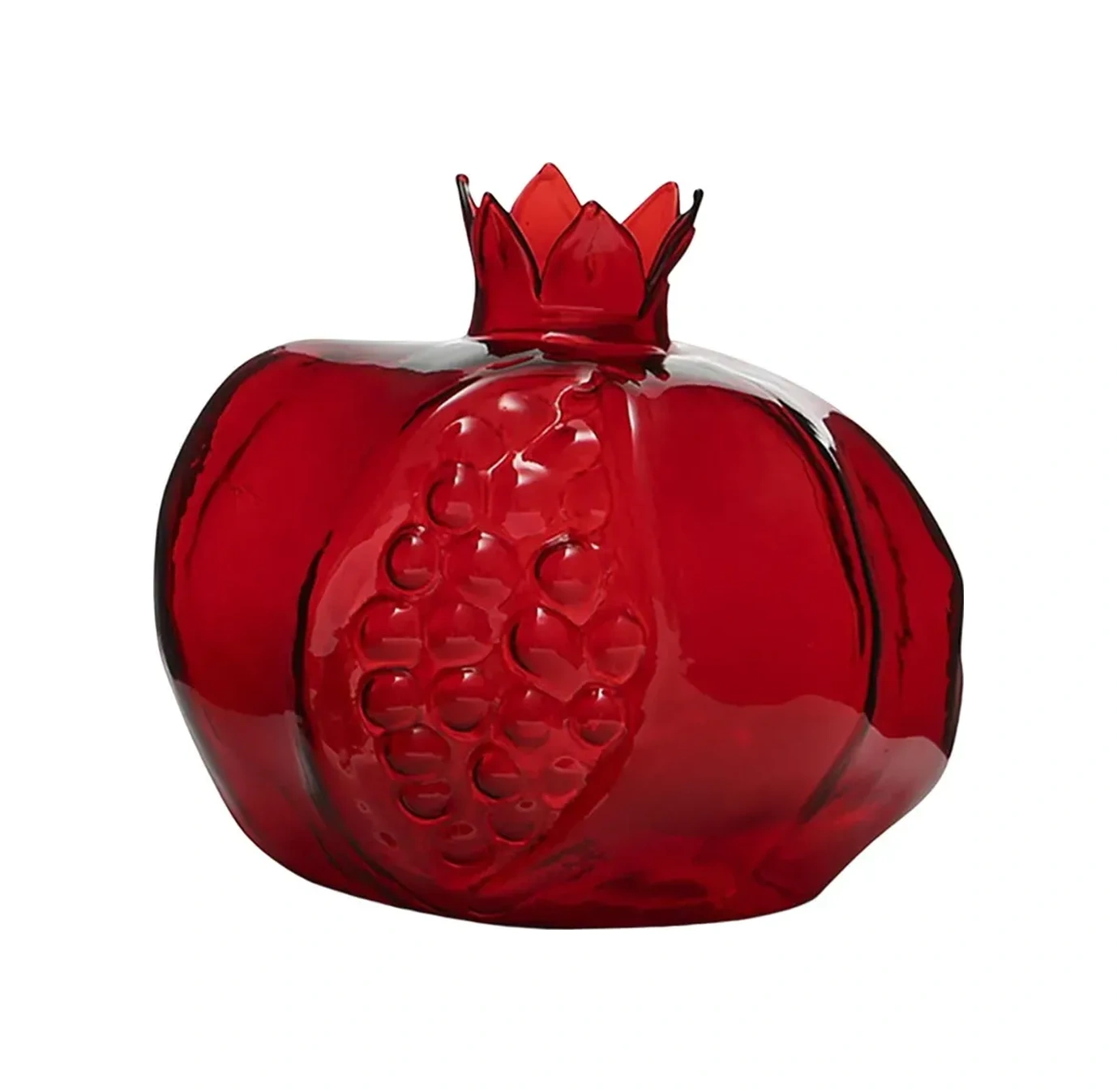 Kosona Kırmızı Cam Nar Şekilli Masaüstü Süs Vazo, Su Bitkileri Ve Yapay Çiçekler İçin, Sabit Tabanlı Dekoratif Mini Süs Eşyası