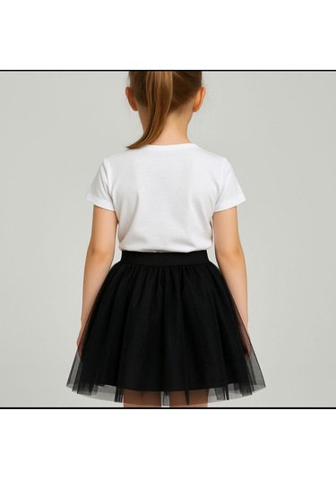 Gala Kız Çocuk Beli Lastikli Tütülü Etek Siyah