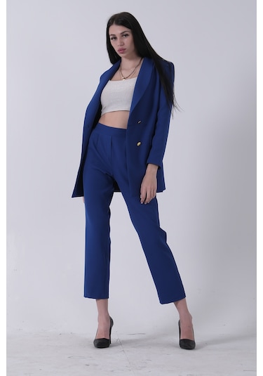 Feminist Saks Blazer Ceket Pantolon İkili Takım 0106305.26 Saks