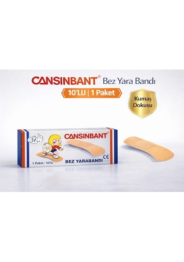 Cansinbant Bez Yarabandı 10 Lu 1 Paket 1,9 X 7,2 Cm Fabric First Aid Plaster