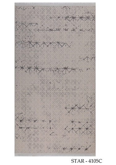 My Evilla Modern Dekoratif Star Seri Krem Gri Dokuma Halı