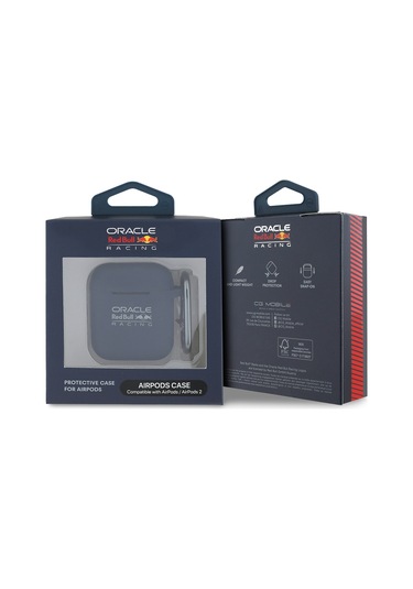 Airpods Uyumlu Kılıf Redbull Lisanslı Baskı Logolu Askı Aparatlı Silikon Kapak Lacivert
